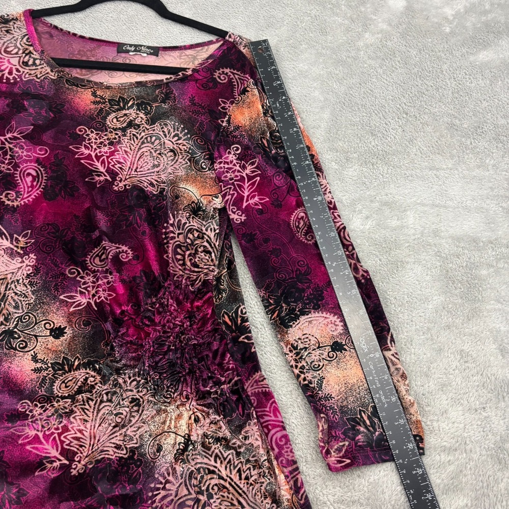VTG Only Nine Womens Ruched Velvet Burnout Blouse PL Multicolor‎ Y2K Whimsigoth - Picture 13 of 15